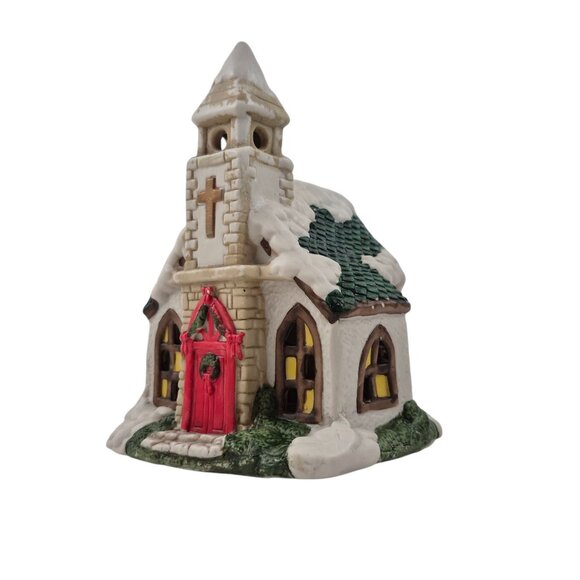 AMC Porcelain Church Lighted Christmas Village Light Cord Unboxed Holiday Decor - Picture 10 of 10